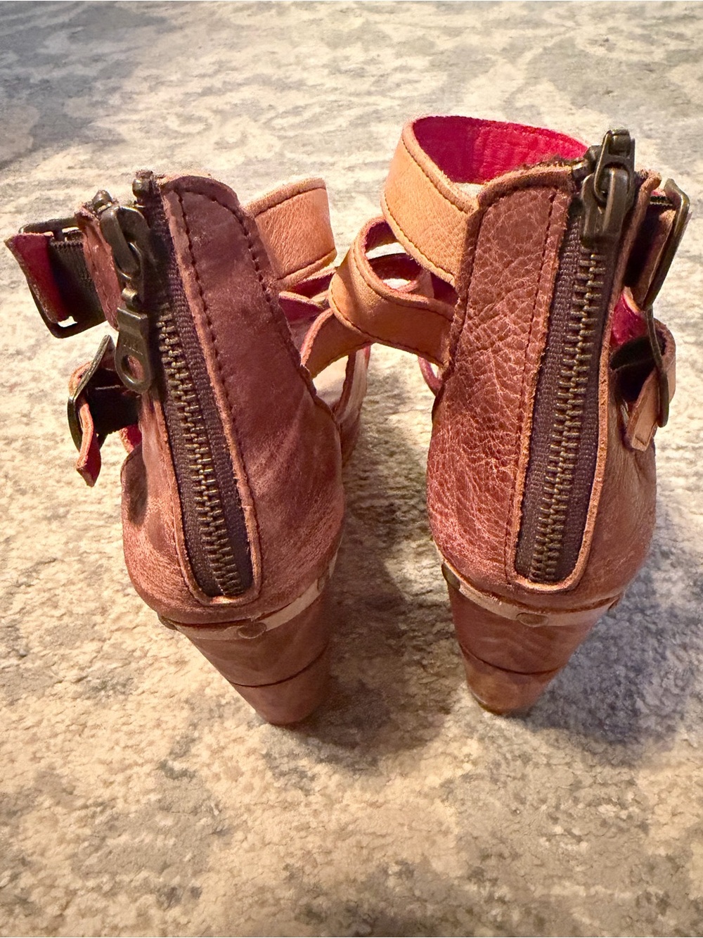 Bed Stu Tan Leather Studded Wedge Sandals - Picture 6 of 6